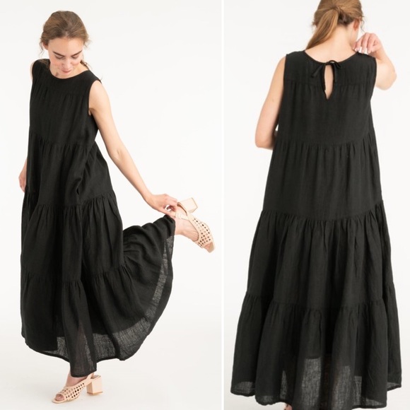 NWOT Tribe Alive Tiered Maxi Dress Ink Black Small - Picture 2 of 8